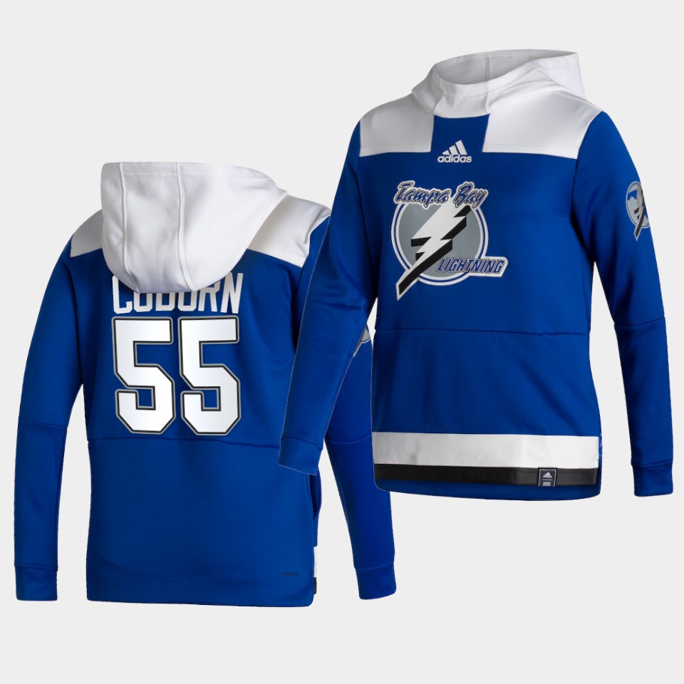 Men Tampa Bay Lightning #55 Coburn Blue NHL 2021 Adidas Pullover Hoodie Jersey->tampa bay lightning->NHL Jersey